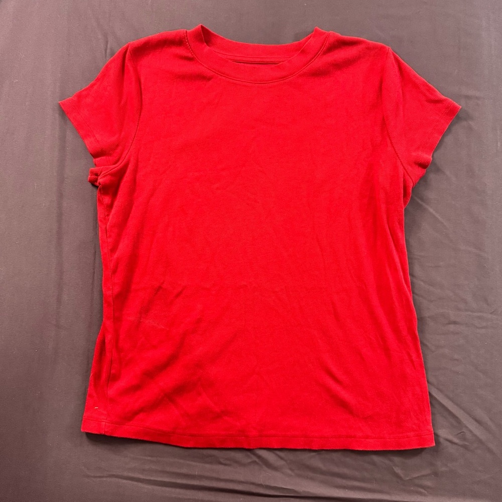 a new day Red Short Sleeve Crewneck Tee